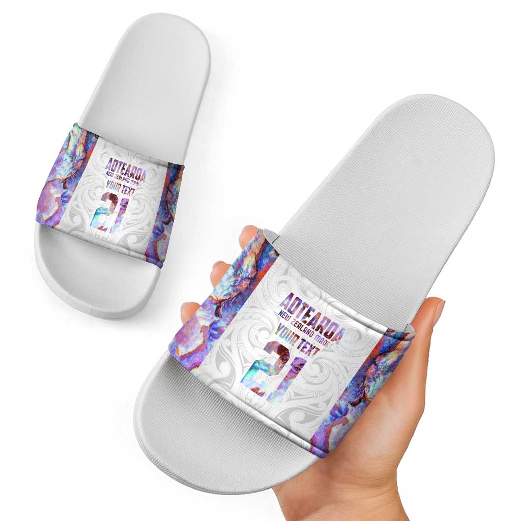 Custom New Zealand Aotearoa Slide Sandals Pink Maori Paua Shell Indigenous - Aussie Hoodie