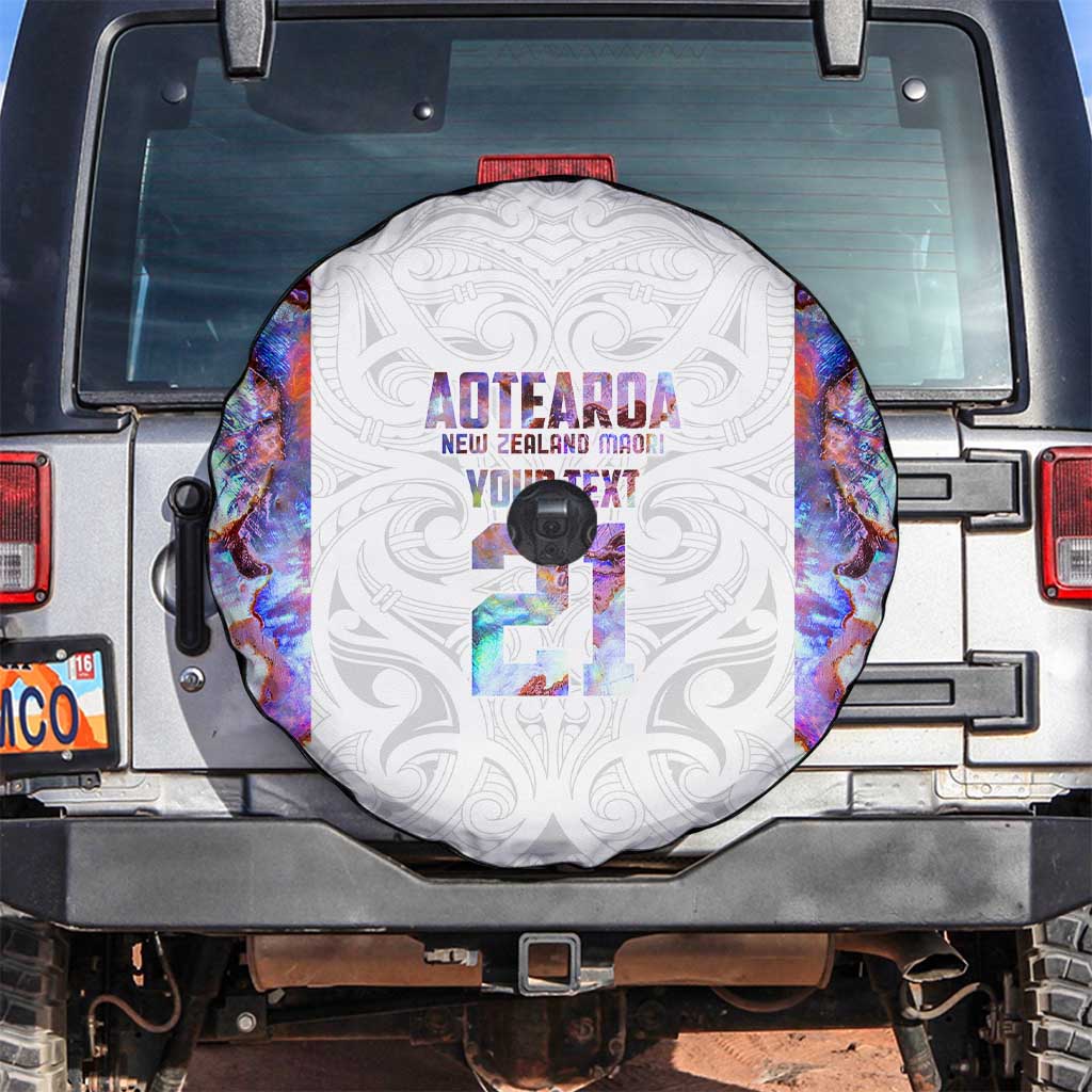 Custom New Zealand Aotearoa Spare Tire Cover Pink Maori Paua Shell Indigenous - Aussie Hoodie