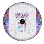 Custom New Zealand Aotearoa Spare Tire Cover Pink Maori Paua Shell Indigenous - Aussie Hoodie