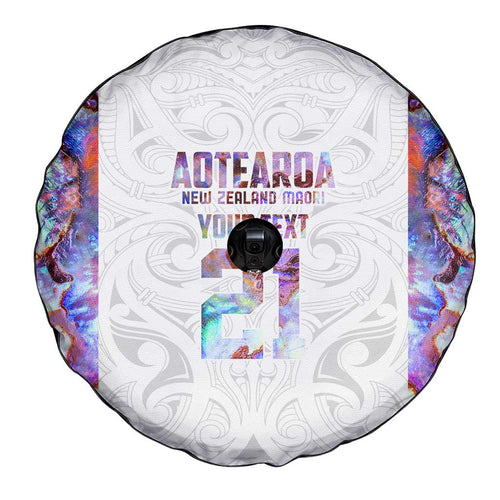 Custom New Zealand Aotearoa Spare Tire Cover Pink Maori Paua Shell Indigenous - Aussie Hoodie