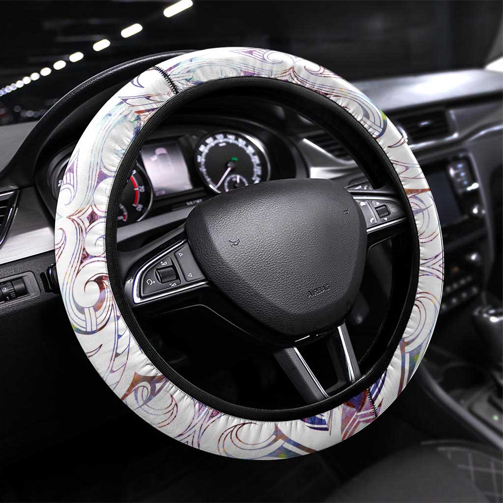 New Zealand Aotearoa Steering Wheel Cover Pink Maori Paua Shell Indigenous - Aussie Hoodie