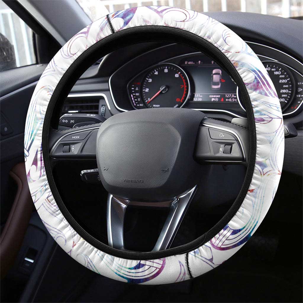 New Zealand Aotearoa Steering Wheel Cover Pink Maori Paua Shell Indigenous - Aussie Hoodie