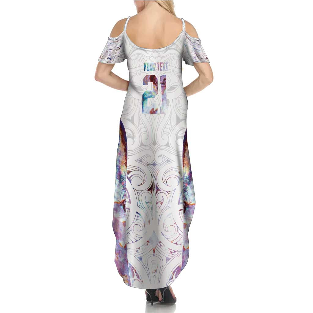 Custom New Zealand Aotearoa Summer Maxi Dress Pink Maori Paua Shell Indigenous - Aussie Hoodie