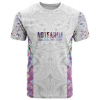 Custom New Zealand Aotearoa T Shirt Pink Maori Paua Shell Indigenous - Aussie Hoodie