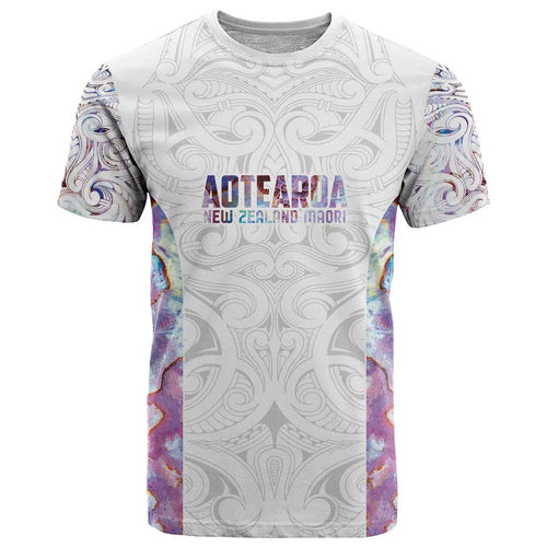 Custom New Zealand Aotearoa T Shirt Pink Maori Paua Shell Indigenous - Aussie Hoodie