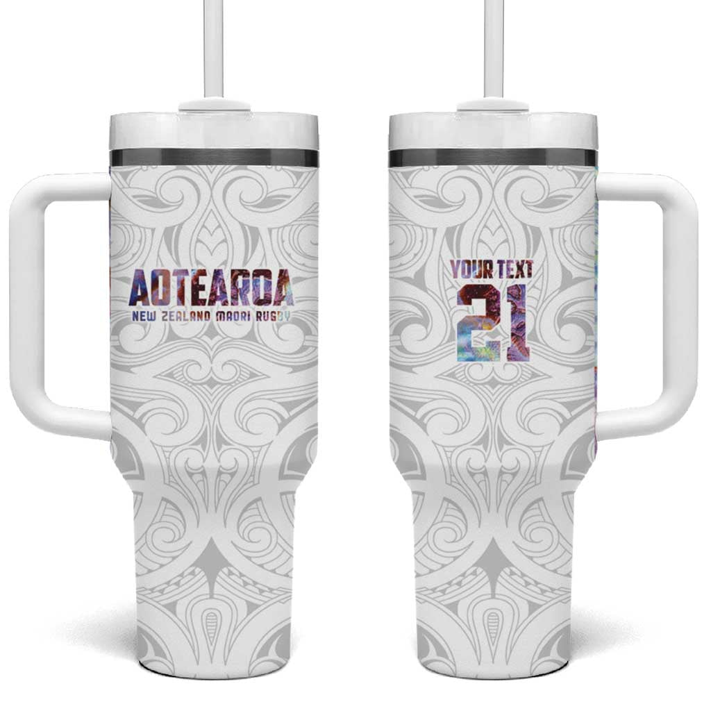Custom New Zealand Aotearoa Tumbler With Handle Pink Maori Paua Shell Indigenous - Aussie Hoodie