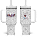 Custom New Zealand Aotearoa Tumbler With Handle Pink Maori Paua Shell Indigenous - Aussie Hoodie