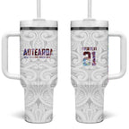 Custom New Zealand Aotearoa Tumbler With Handle Pink Maori Paua Shell Indigenous - Aussie Hoodie