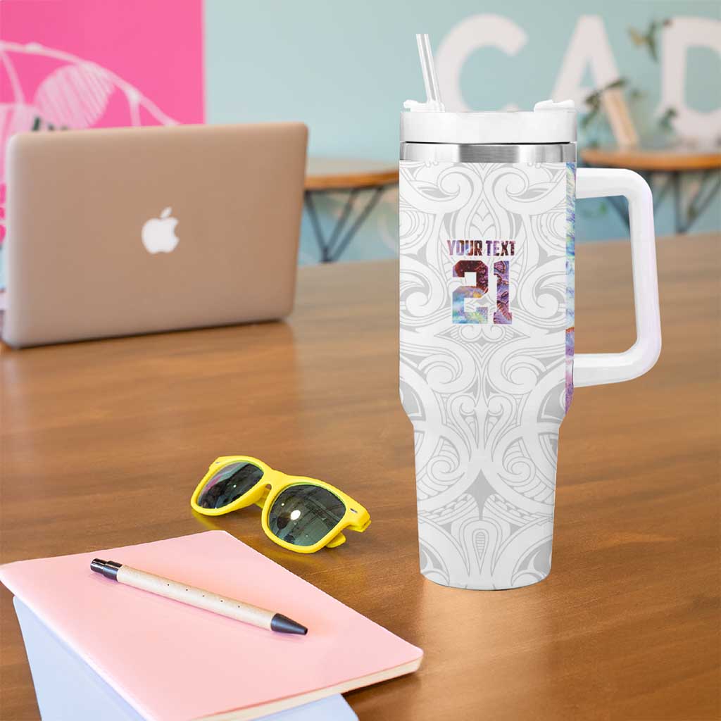 Custom New Zealand Aotearoa Tumbler With Handle Pink Maori Paua Shell Indigenous - Aussie Hoodie