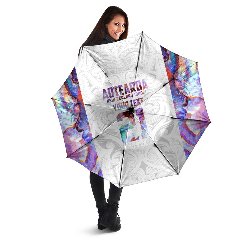 Custom New Zealand Aotearoa Umbrella Pink Maori Paua Shell Indigenous - Aussie Hoodie