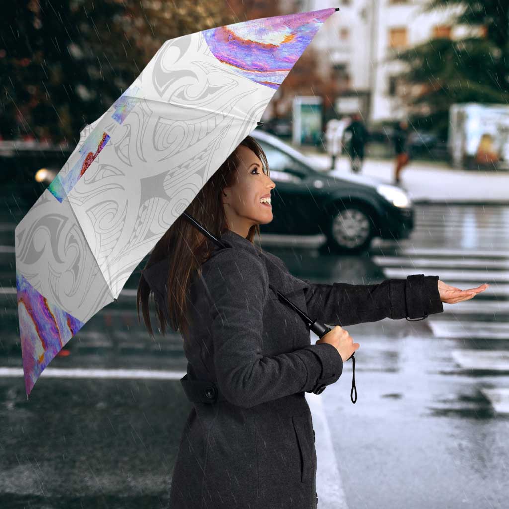 Custom New Zealand Aotearoa Umbrella Pink Maori Paua Shell Indigenous - Aussie Hoodie