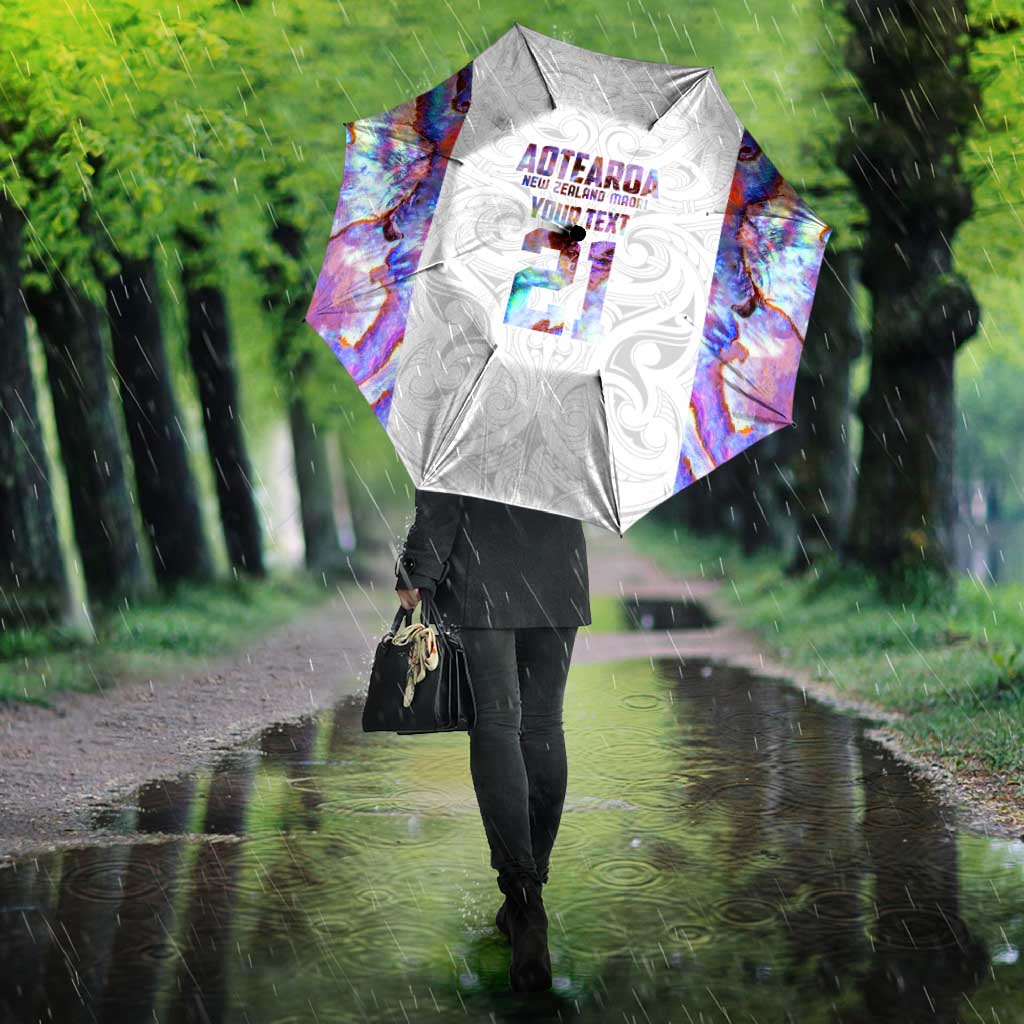 Custom New Zealand Aotearoa Umbrella Pink Maori Paua Shell Indigenous - Aussie Hoodie