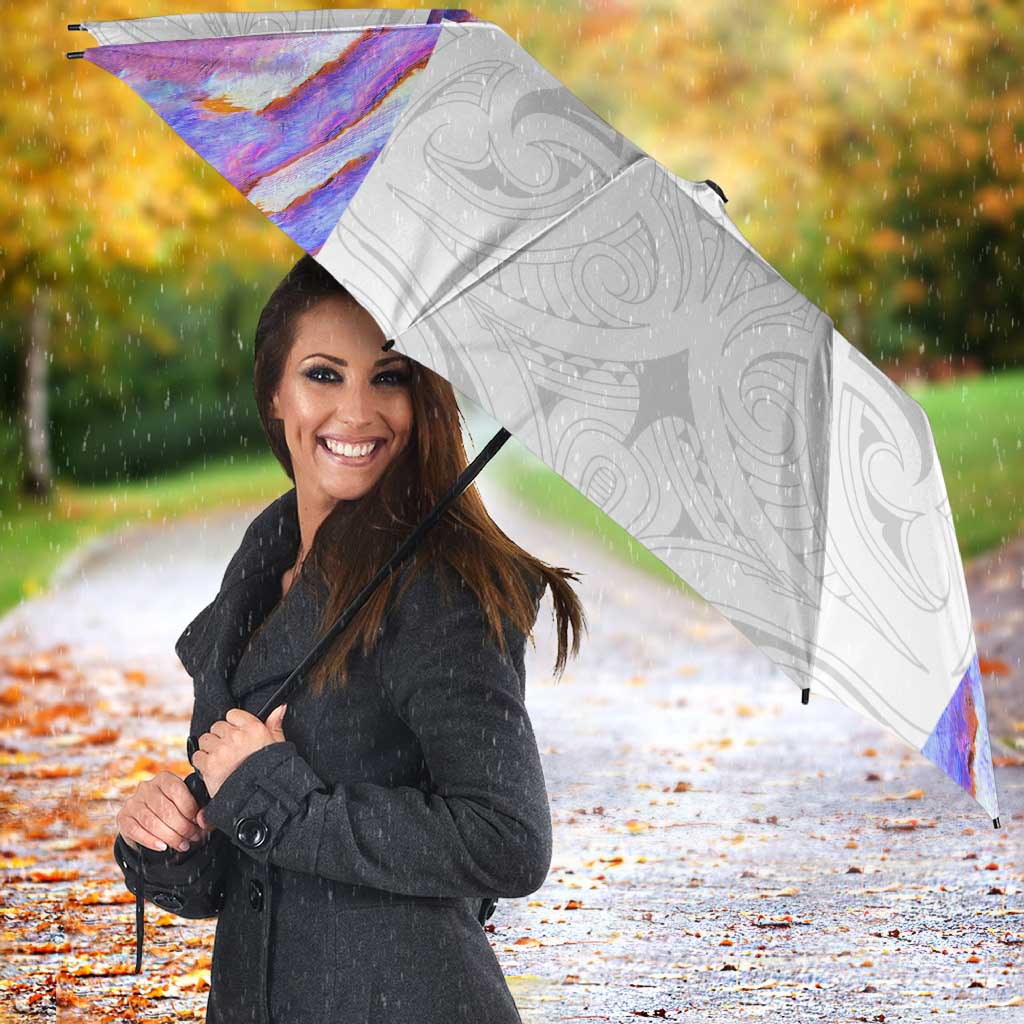 Custom New Zealand Aotearoa Umbrella Pink Maori Paua Shell Indigenous - Aussie Hoodie