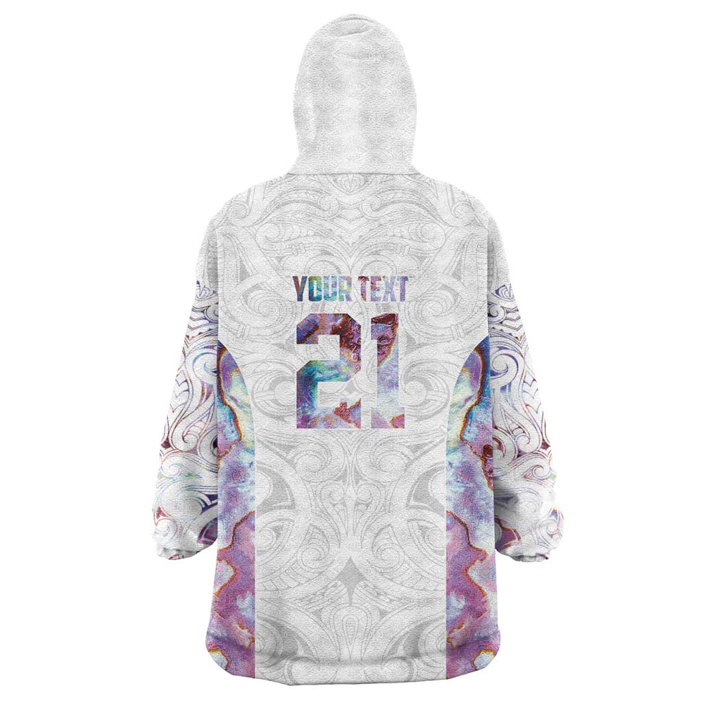Custom New Zealand Aotearoa Wearable Blanket Hoodie Pink Maori Paua Shell Indigenous - Aussie Hoodie