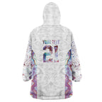 Custom New Zealand Aotearoa Wearable Blanket Hoodie Pink Maori Paua Shell Indigenous - Aussie Hoodie