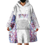 Custom New Zealand Aotearoa Wearable Blanket Hoodie Pink Maori Paua Shell Indigenous - Aussie Hoodie