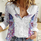 Custom New Zealand Aotearoa Women Casual Shirt Pink Maori Paua Shell Indigenous - Aussie Hoodie