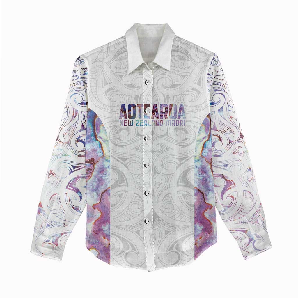 Custom New Zealand Aotearoa Women Casual Shirt Pink Maori Paua Shell Indigenous - Aussie Hoodie