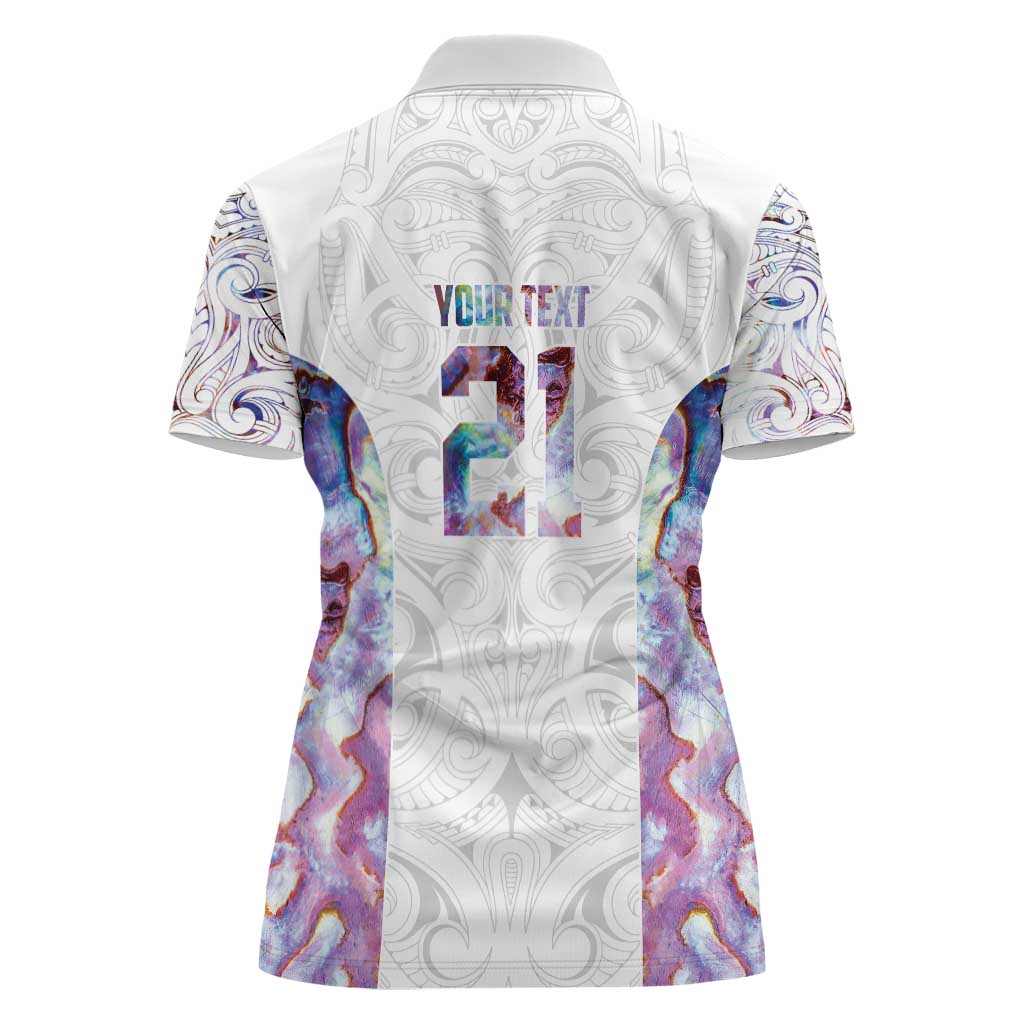 Custom New Zealand Aotearoa Women Polo Shirt Pink Maori Paua Shell Indigenous - Aussie Hoodie