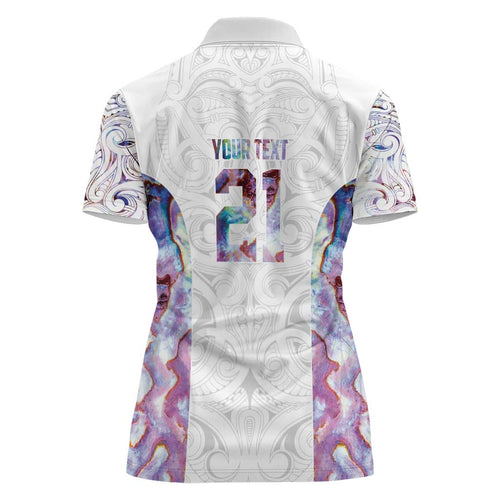 Custom New Zealand Aotearoa Women Polo Shirt Pink Maori Paua Shell Indigenous - Aussie Hoodie