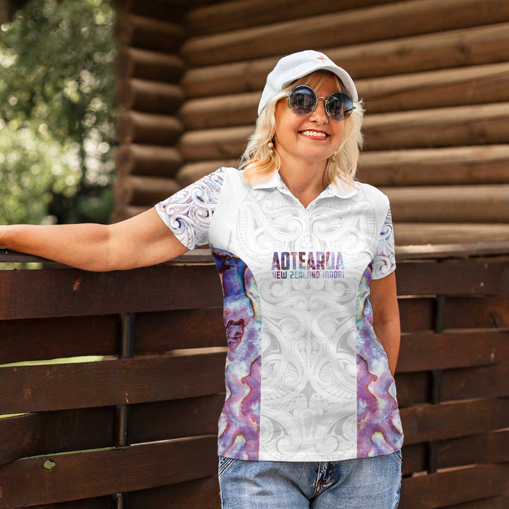 Custom New Zealand Aotearoa Women Polo Shirt Pink Maori Paua Shell Indigenous - Aussie Hoodie