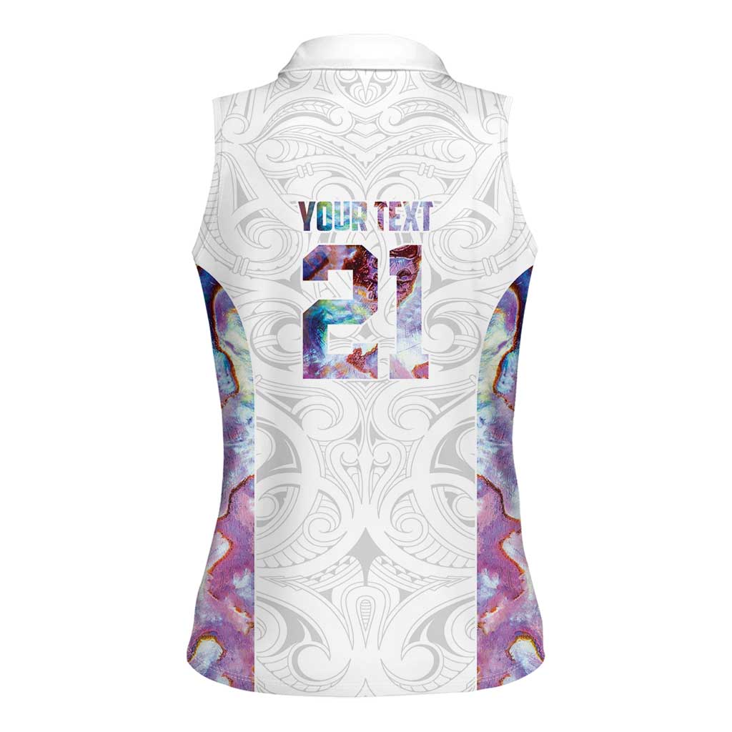 Custom New Zealand Aotearoa Women Sleeveless Polo Shirt Pink Maori Paua Shell Indigenous - Aussie Hoodie