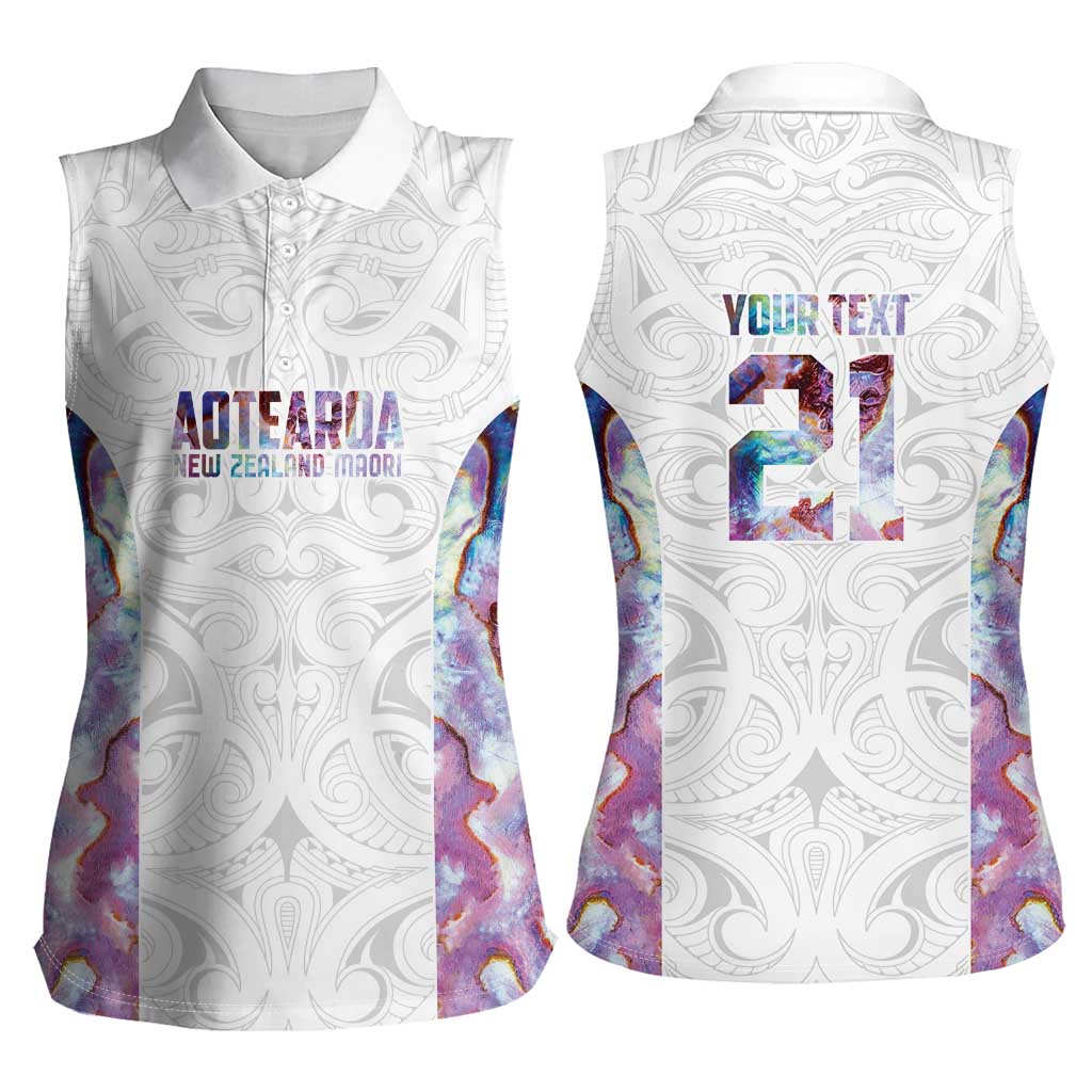 Custom New Zealand Aotearoa Women Sleeveless Polo Shirt Pink Maori Paua Shell Indigenous - Aussie Hoodie