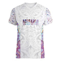 Custom New Zealand Aotearoa Women V-Neck T-Shirt Pink Maori Paua Shell Indigenous - Aussie Hoodie