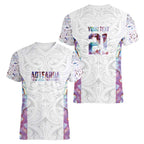 Custom New Zealand Aotearoa Women V-Neck T-Shirt Pink Maori Paua Shell Indigenous - Aussie Hoodie