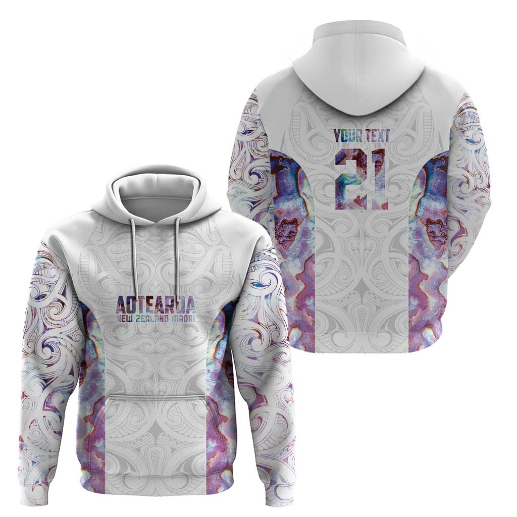 Custom New Zealand Aotearoa Zip Hoodie Pink Maori Paua Shell Indigenous - Aussie Hoodie