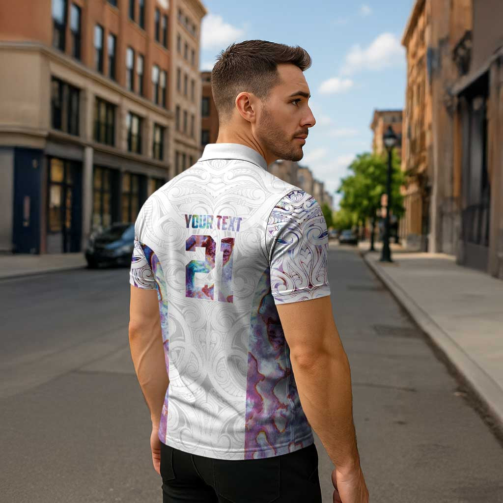 Custom New Zealand Aotearoa Zipper Polo Shirt Pink Maori Paua Shell Indigenous - Aussie Hoodie