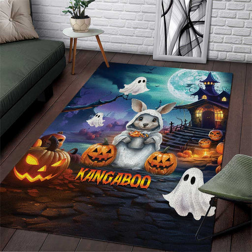 Happy Kangaboo Area Rug Kangaroo and Halloween Haunted House