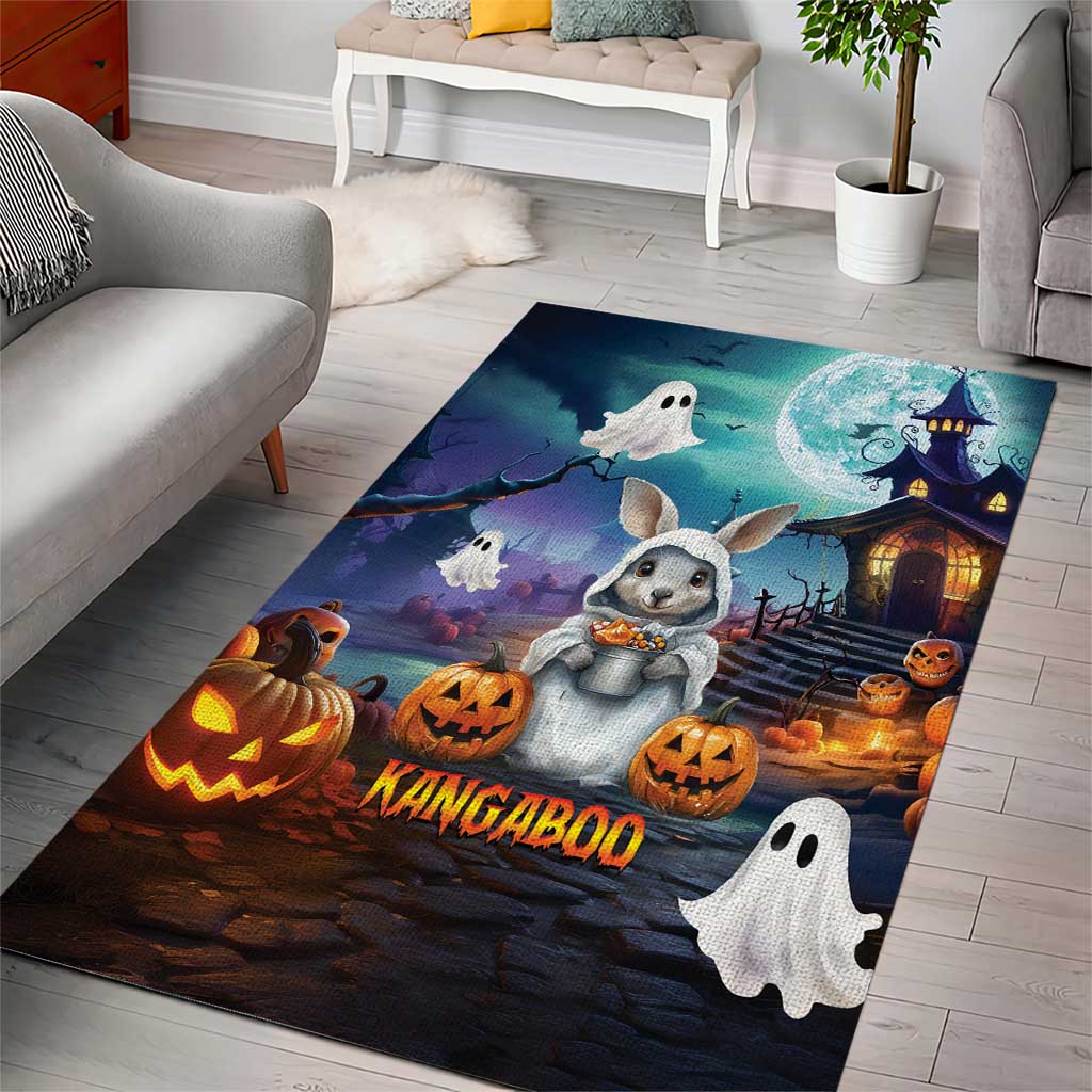 Happy Kangaboo Area Rug Kangaroo and Halloween Haunted House
