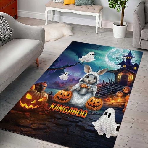Happy Kangaboo Area Rug Kangaroo and Halloween Haunted House
