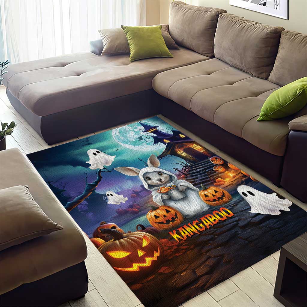 Happy Kangaboo Area Rug Kangaroo and Halloween Haunted House