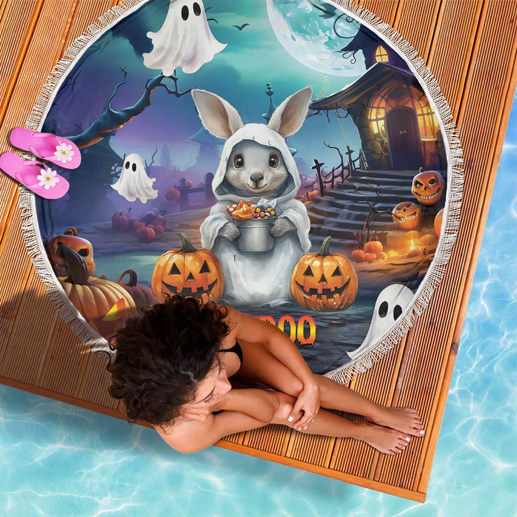 Happy Kangaboo Beach Blanket Kangaroo and Halloween Haunted House