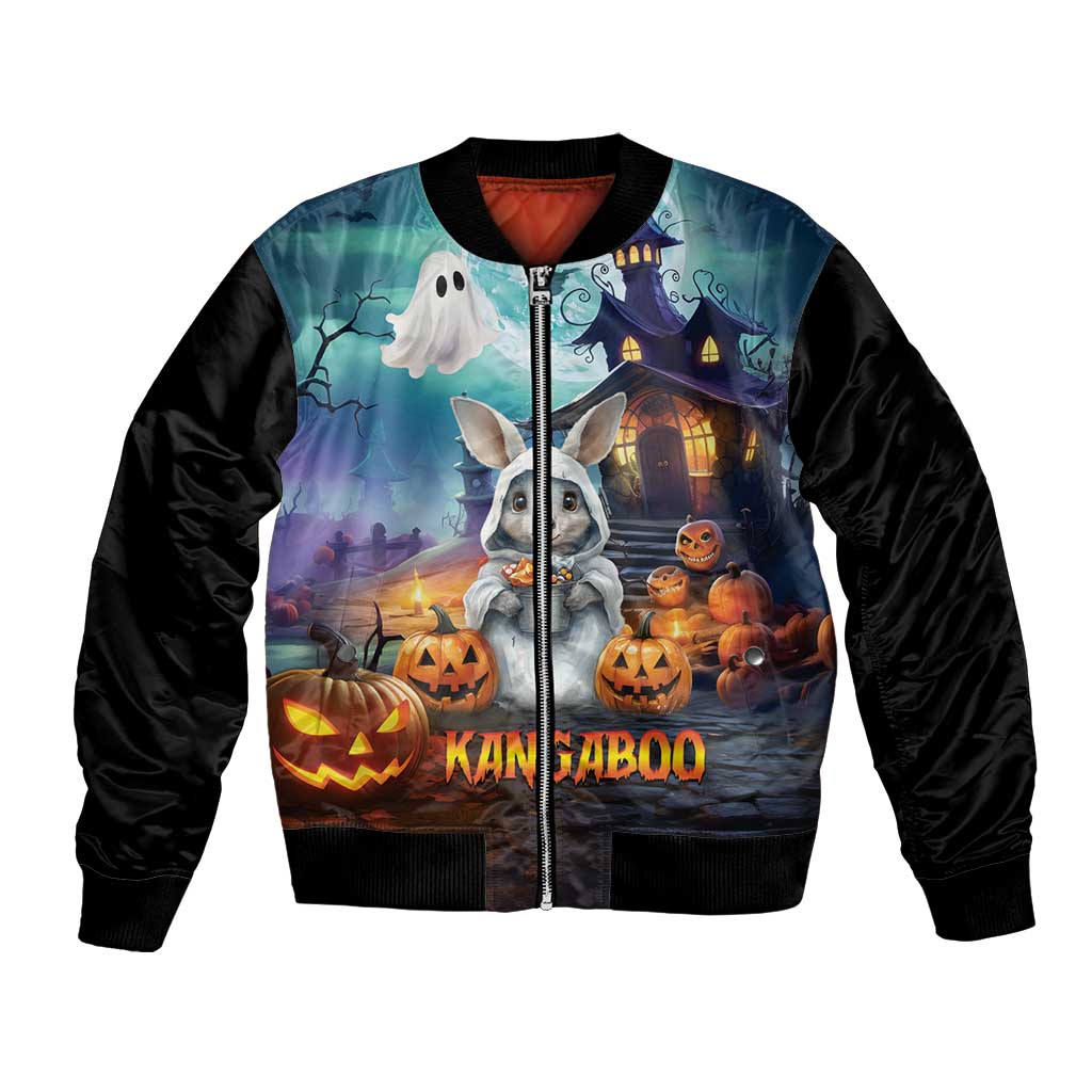 Happy Kangaboo Bomber Jacket Kangaroo and Halloween Haunted House