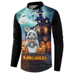 Happy Kangaboo Button Sweatshirt Kangaroo and Halloween Haunted House