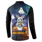 Happy Kangaboo Button Sweatshirt Kangaroo and Halloween Haunted House