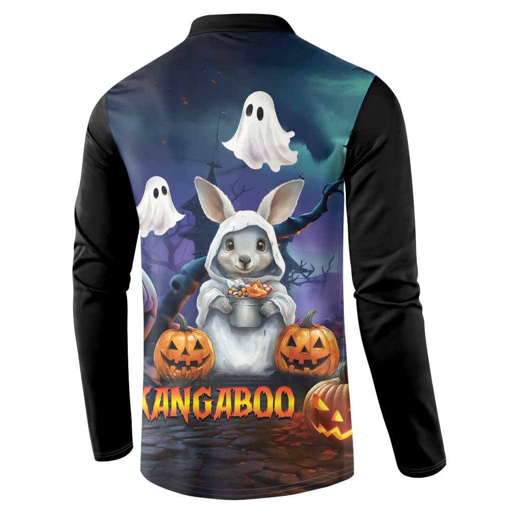 Happy Kangaboo Button Sweatshirt Kangaroo and Halloween Haunted House