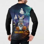 Happy Kangaboo Button Sweatshirt Kangaroo and Halloween Haunted House