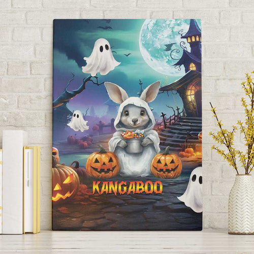 Happy Kangaboo Canvas Wall Art Kangaroo and Halloween Haunted House