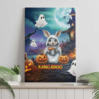 Happy Kangaboo Canvas Wall Art Kangaroo and Halloween Haunted House