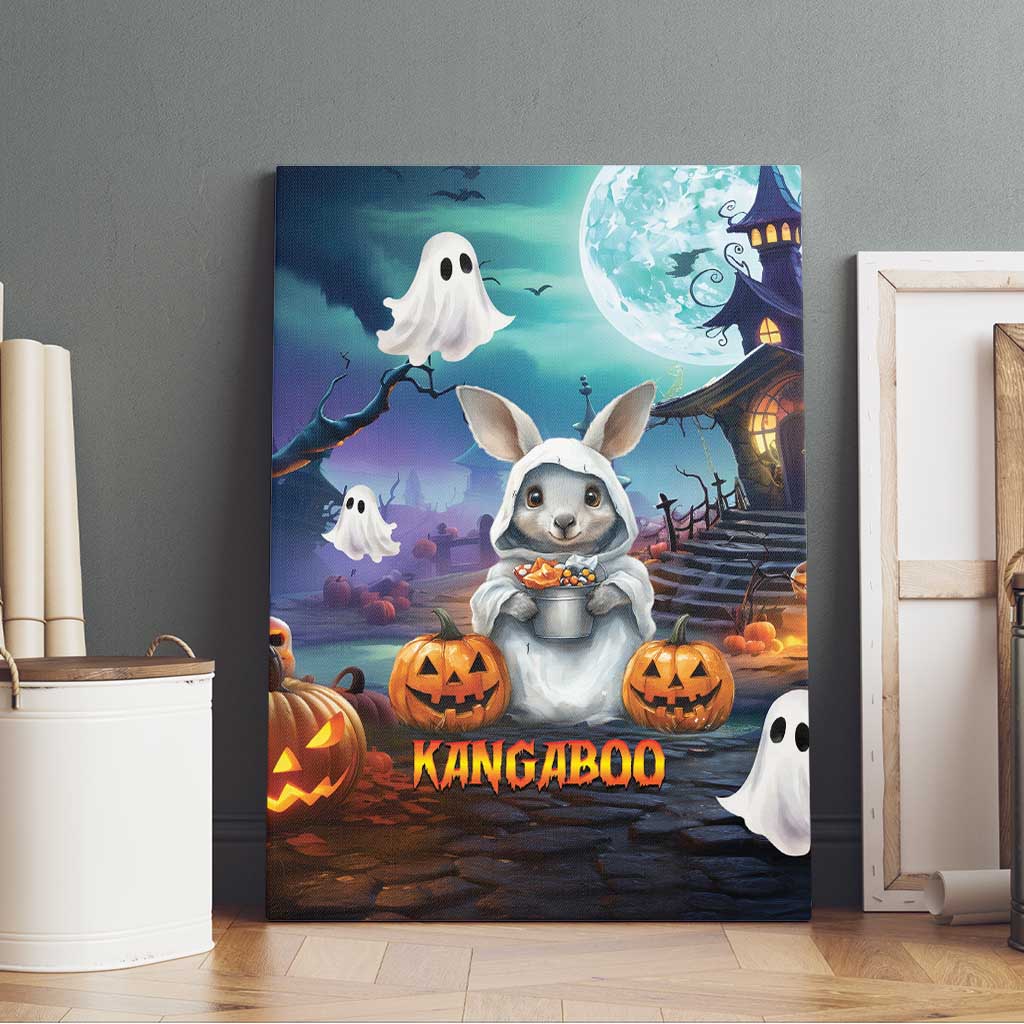 Happy Kangaboo Canvas Wall Art Kangaroo and Halloween Haunted House