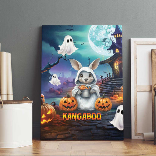Happy Kangaboo Canvas Wall Art Kangaroo and Halloween Haunted House
