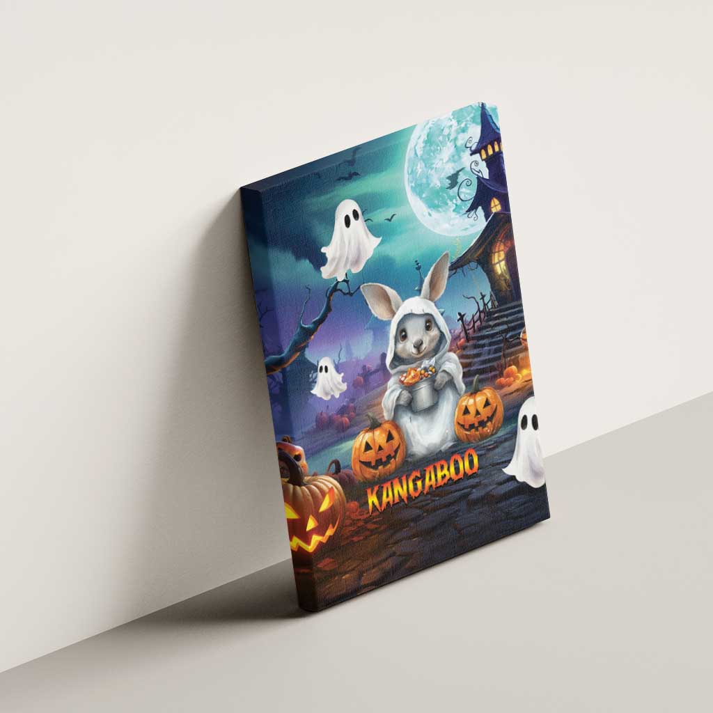 Happy Kangaboo Canvas Wall Art Kangaroo and Halloween Haunted House