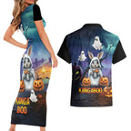 Happy Kangaboo Couples Matching Short Sleeve Bodycon Dress and Hawaiian Shirt Kangaroo and Halloween Haunted House