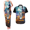 Happy Kangaboo Couples Matching Tank Maxi Dress and Hawaiian Shirt Kangaroo and Halloween Haunted House