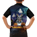 Happy Kangaboo Family Matching Long Sleeve Bodycon Dress and Hawaiian Shirt Kangaroo and Halloween Haunted House