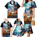 Happy Kangaboo Family Matching Mermaid Dress and Hawaiian Shirt Kangaroo and Halloween Haunted House